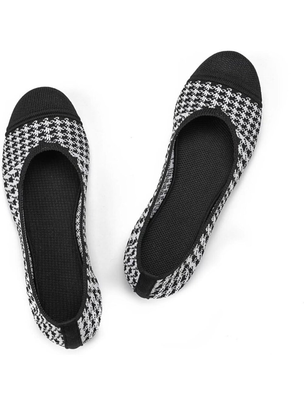 〽️Women's Black And White Ballet Flat Low Wedge Comfort Soft Round Toe Slip Shoe